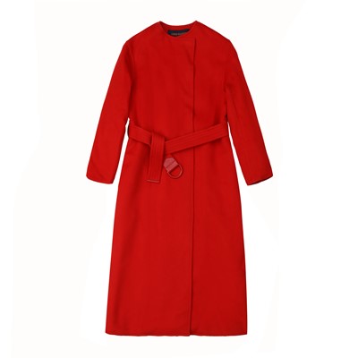 Lot 62 - Louis Vuitton Red Wool Monogram Wrap Coat - Size 40