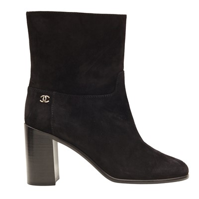 Lot 238 - Chanel Black CC Block Heel Ankle Boot - Size 39