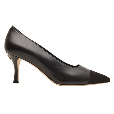 Lot 204 - Chanel Black CC Kitten Heel Pump - Size 38.5
