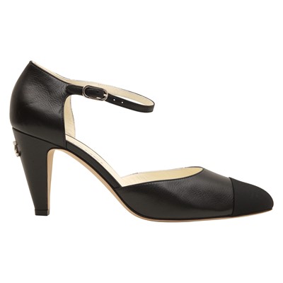Lot 202 - Chanel Black CC Cone Heel Dorsay Pump - Size 39.5