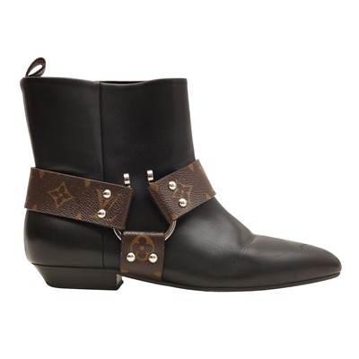 Lot 105 - Louis Vuitton Black Rhapsody Western Ankle Boot - Size 39