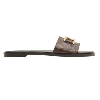 Lot 92 - Louis Vuitton Monogram Lock It Flat Mule - Size 39