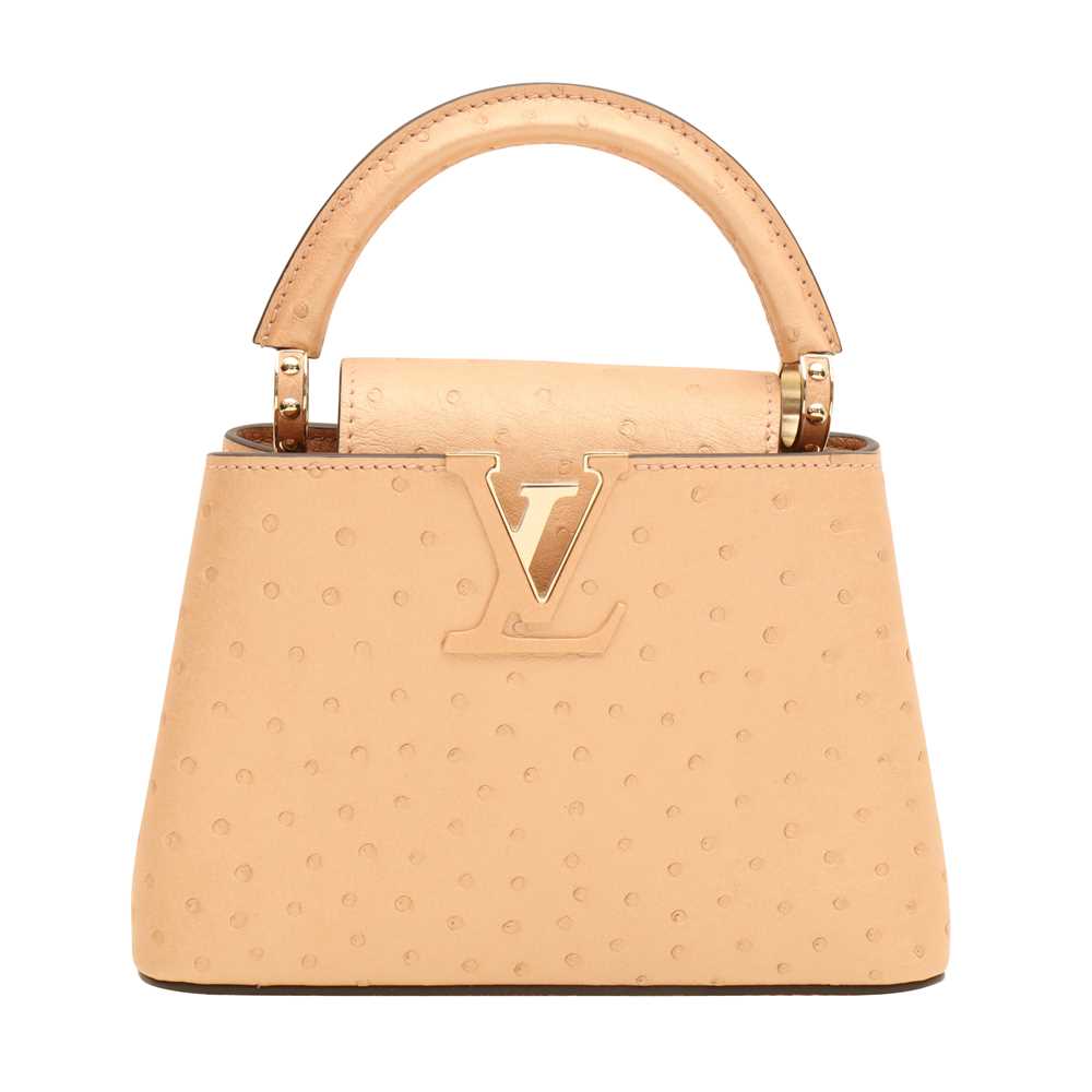74 - λ Louis Vuitton Rose Champagne Ostrich Capucines Mini