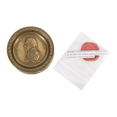 Lot 198 - Admiral Lord Nelson brass snuff box, circa 1805