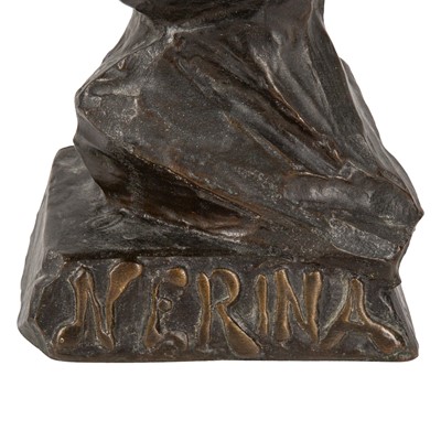 Lot 153 - After Emmanuel Villanis (French, 1858-1914), an Art Nouveau patinated bronze bust of Nerina