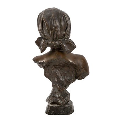 Lot 153 - After Emmanuel Villanis (French, 1858-1914), an Art Nouveau patinated bronze bust of Nerina