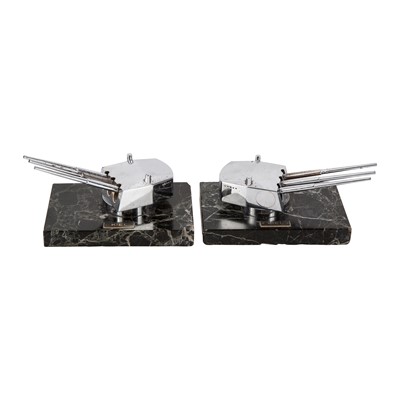 Lot 241 - A pair of German battleship's triple barrel kiel gun desk ornaments