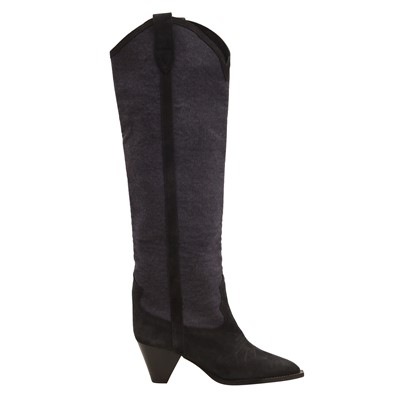 Lot 400 - Isabel Marant Denim Blue Lihana Western Boot - Size 37