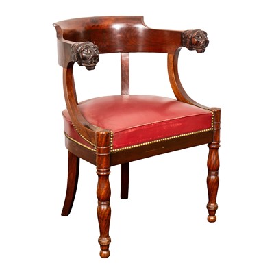 Lot 2 - A 19th Century French Empire 'Fauteuil de Bureau' mahogany desk chair