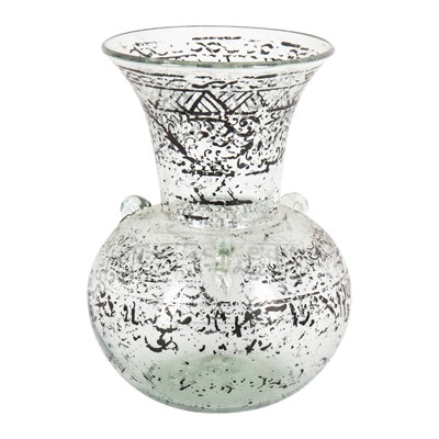 Lot 256 - A Persian or Ottoman painted glass mosque lamp, 19th / early 20th century