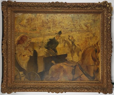 Lot 150 - Circa 1900 continental school. 'Promenading in...