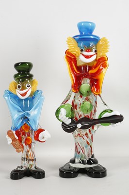 Lot 486 - Murano glass clowns: with guitar 35.5cm high,...