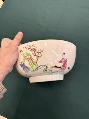 Lot 543 - A Chinese famille-rose 'figural' punch bowl, Qing dynasty, Yongzheng / Qianlong period