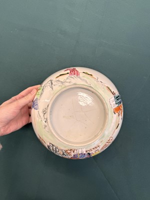 Lot 543 - A Chinese famille-rose 'figural' punch bowl, Qing dynasty, Yongzheng / Qianlong period