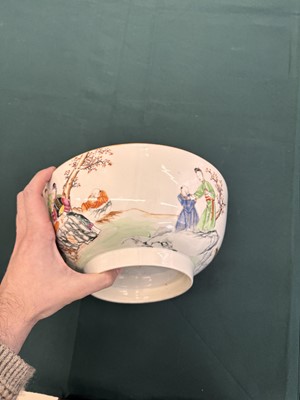 Lot 543 - A Chinese famille-rose 'figural' punch bowl, Qing dynasty, Yongzheng / Qianlong period
