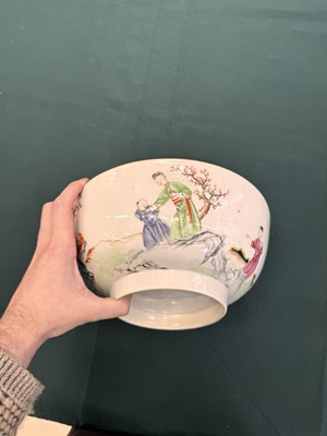Lot 543 - A Chinese famille-rose 'figural' punch bowl, Qing dynasty, Yongzheng / Qianlong period