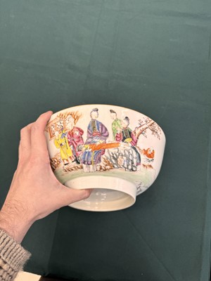 Lot 543 - A Chinese famille-rose 'figural' punch bowl, Qing dynasty, Yongzheng / Qianlong period