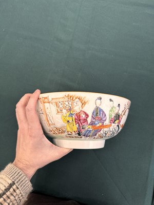 Lot 543 - A Chinese famille-rose 'figural' punch bowl, Qing dynasty, Yongzheng / Qianlong period