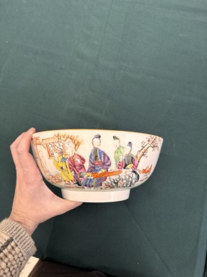 Lot 543 - A Chinese famille-rose 'figural' punch bowl, Qing dynasty, Yongzheng / Qianlong period