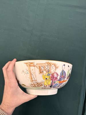 Lot 543 - A Chinese famille-rose 'figural' punch bowl, Qing dynasty, Yongzheng / Qianlong period