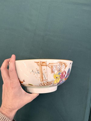 Lot 543 - A Chinese famille-rose 'figural' punch bowl, Qing dynasty, Yongzheng / Qianlong period
