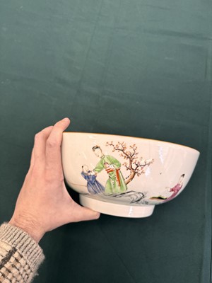 Lot 543 - A Chinese famille-rose 'figural' punch bowl, Qing dynasty, Yongzheng / Qianlong period