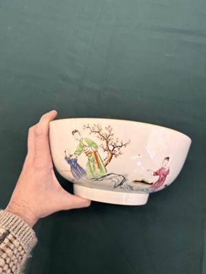 Lot 543 - A Chinese famille-rose 'figural' punch bowl, Qing dynasty, Yongzheng / Qianlong period