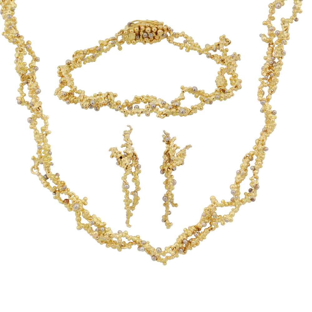 254 - Charles De Temple | A 'Caviar' necklace, bracelet, and earring suite