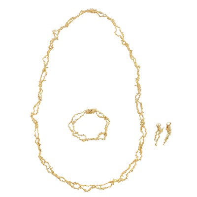 Lot 254 - Charles De Temple | A 'Caviar' necklace, bracelet, and earring suite