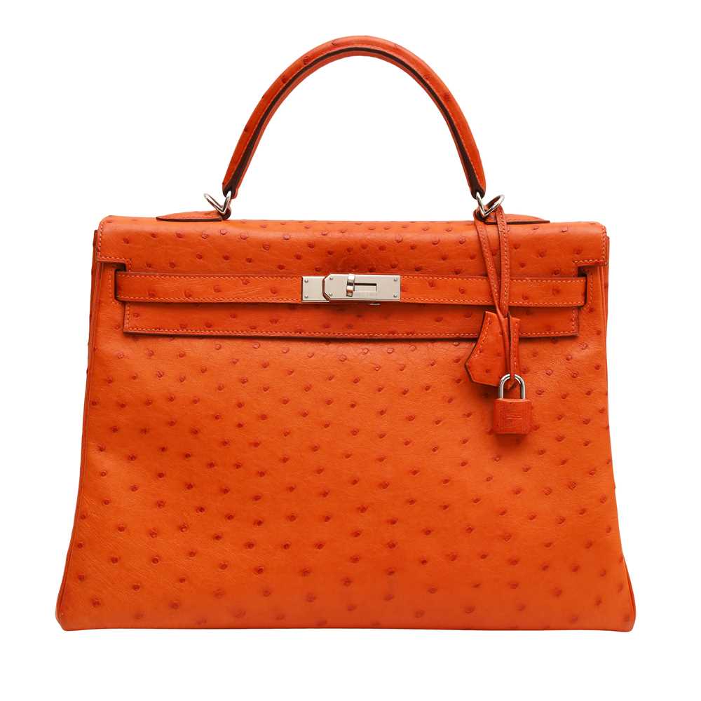 78 - λ Hermes Tangerine Ostrich Kelly Retorne 35