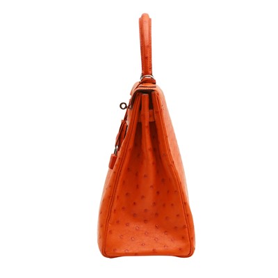 Lot 78 - λ Hermes Tangerine Ostrich Kelly Retorne 35