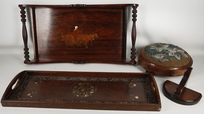 Lot 532 - Two early 20th century, Indian hardwood trays,...
