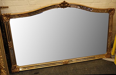 Lot 828 - A French style overmantle mirror, acanthus...