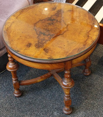 Lot 830 - A small burr walnut circular table, mid 20th...