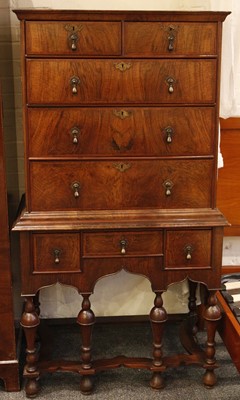 Lot 808 - An 18th century style, chest on stand, walnut...