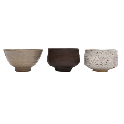 Lot 73 - Three Japanese tea bowls (chawan), Meiji period or later