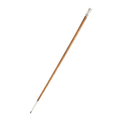 Lot 194 - λ A Chinese silver-handled rhinoceros horn walking cane, late 19th century