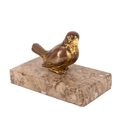 Lot 144 - An Art Deco bronze and parcel gilt sparrow, circa 1920-40