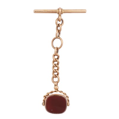 Lot 6 - A carnelian fob chain pendant
