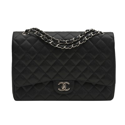 Lot 222 - Chanel Black Maxi Classic Double Flap Bag