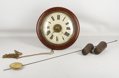 Lot 537 - Postman's wall clock, mahogany, brass hands,...