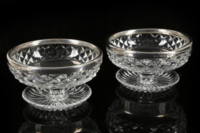 Lot 575 - A pair of Asprey's silver rimmed cut glass...