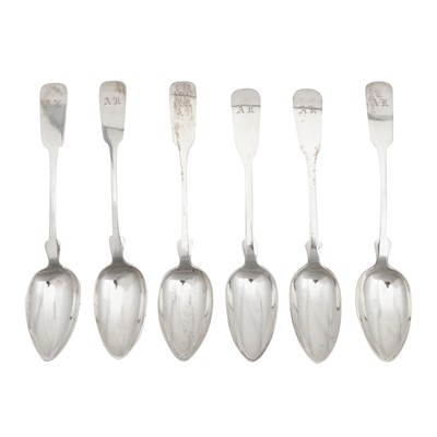 Lot 498 - Six late 19th century German 750 standard silver tablespoons