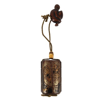 Lot 39 - A Japanese three-case lacquer inro, Edo period