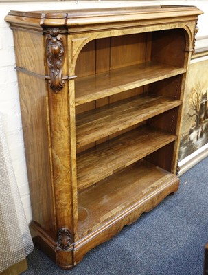 Lot 848 - An early Victorian, walnut open dwarf bookcase,...