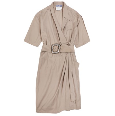 Lot 464 - Thierry Mugler Beige Poplin Safari Skort Dress - Size 38