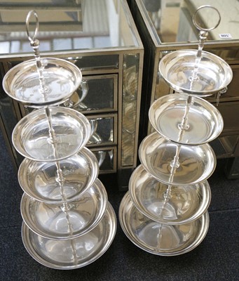 Lot 618 - Cake stands, a pair, silver plated, 5...