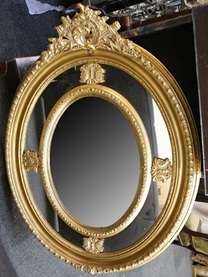 Lot 801 - Louis XV style oval mirror, gilt frame with...