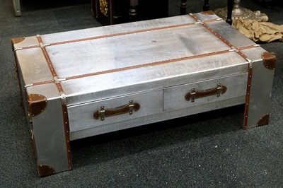 Lot 803 - An aviator style low table, metal and leather...