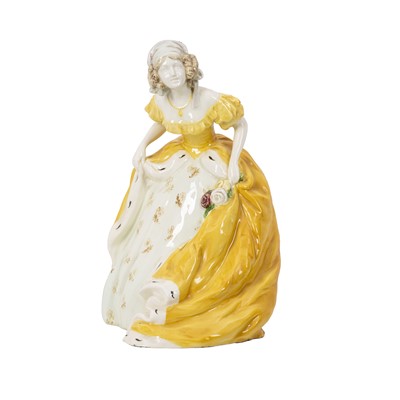 Lot 123 - A large continental ceramic figurine of a Ladyby Friedrich Goldscheider